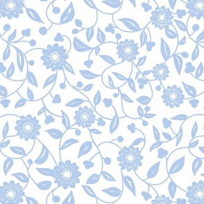 sky blue flowers in a white background - medium scale