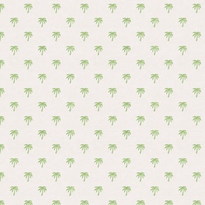 Palm Trees Block Print, Green With Neutral Linen Textured Background