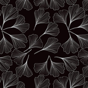 Ginko biboba leaves in black & white
