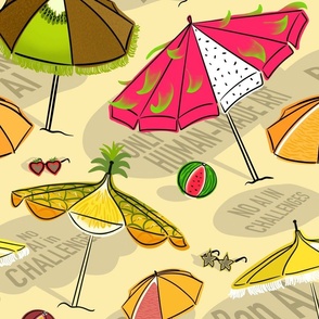 Tropical Fruit Beach Umbrellas 100% Human Made