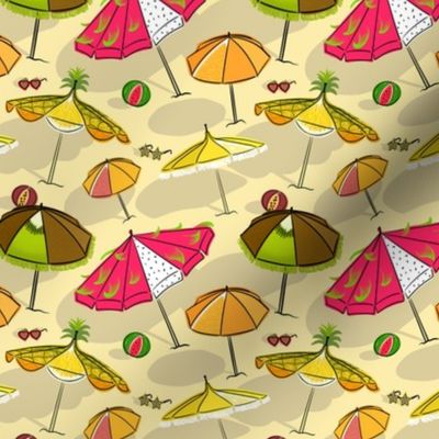 Tropical Fruit Beach Umbrellas