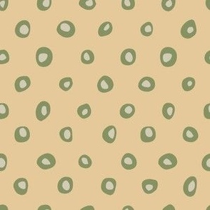 small // Pebble Polka Dot in Cream and Green on Yellow // 6”