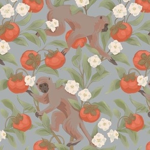 persimmons and monkeys pale blue