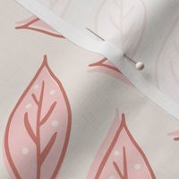 Warm Boho Leaves - Cream Background  // Small Scale // pink cream cinnamon brown