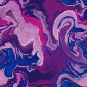 Magenta and Silver Pour Art 