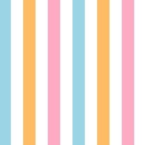 (small scale) summer cabana stripes - pink/orange/blue - LAD23