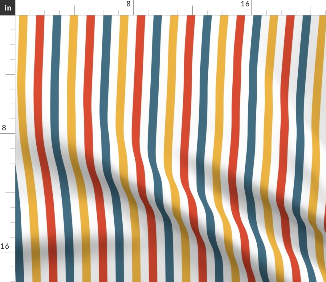 (small scale) summer stripes - cabana stripes - red/yellow/blue - LAD23