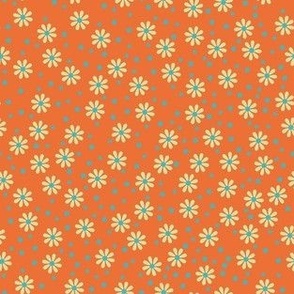 Retro Yellow Daisy Meadow on MCM Orange