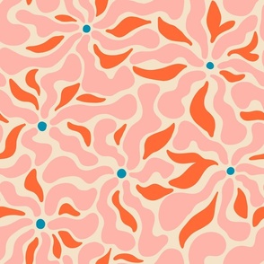 Retro pink and orange floral