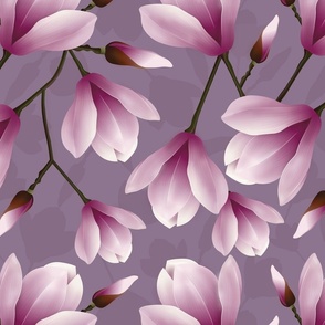Purple botanicals magnolias - FABRIC