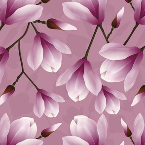 Pink botanicals magnolias - FABRIC