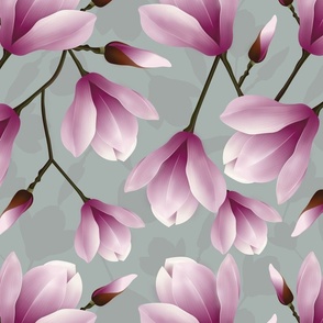 Sage green botanicals magnolias - FABRIC