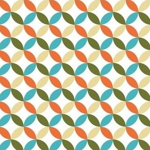 Retro Overlapping MCM Colored Circles on White Background