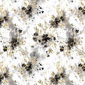 Gold Floral on Marble