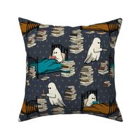 Bedtime ghosts reading in dark gray. Large scale