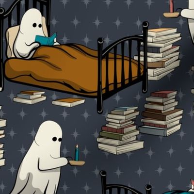 Bedtime ghosts reading in dark gray. Large scale