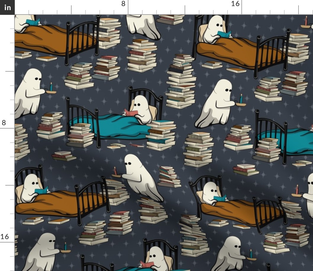 Bedtime ghosts reading in dark gray. Large scale