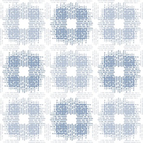 Abstract woven geometric in slate blue and white. Large scale