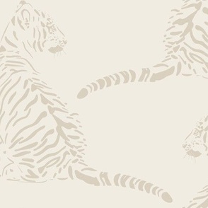 baby tiger_bone beige, creamy white_gender neutral baby nursery wallpaper