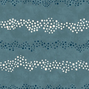Sowing Seeds - Wavy Dotty Stripes - Blue, Navy, & Ivory