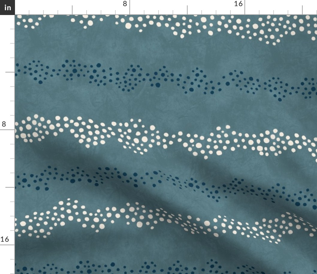 Sowing Seeds - Wavy Dotty Stripes - Blue, Navy, & Ivory