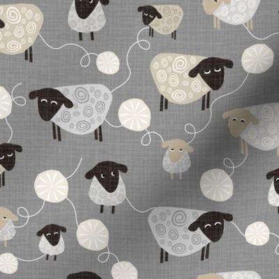 Sheep & Wool on Grey