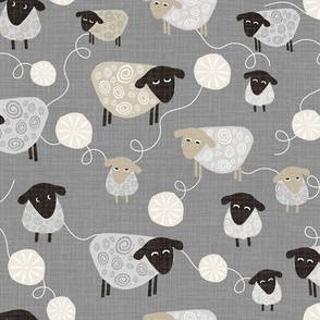 Sheep & Wool on Grey