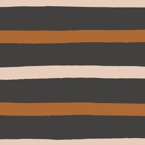 Stripes / big scale / beige charcoal rust brown organic stripes pattern in a fall color palette