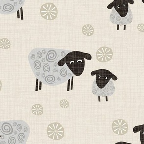 Sheep & Lamb on Cream