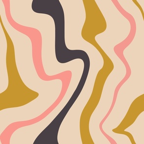 Retro Fusion: A Modern Abstract Swirl Pink Gold Black Jumbo