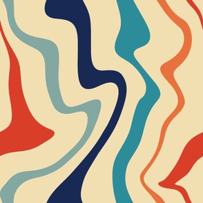 Retro Fusion: A Modern Abstract Swirl Blue Orange Jumbo