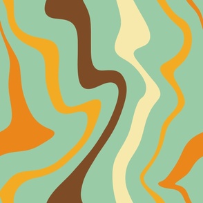 Retro Fusion: A Modern Abstract Swirl Blue Orange Brown Cream Jumbo