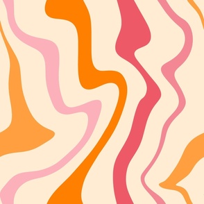 Retro Fusion: A Modern Abstract Swirl Pink Orange