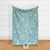 Summer day surf camp happy camper surf boards and palm trees island vibes vintage soft blue boys WALLPAPER
