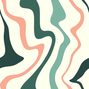 Retro Fusion: A Modern Abstract Swirl Pink Green Jumbo