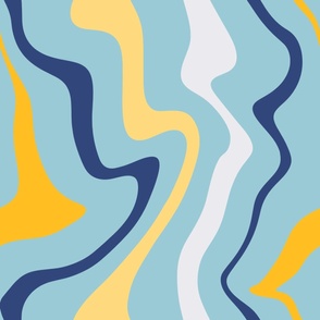 Retro Fusion: A Modern Abstract Swirl Blue Yellow Jumbo