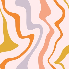 Retro Fusion: A Modern Abstract Swirl Pink Purple Gold Orange Jumbo