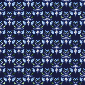Ikat dreams Blue and green on a dark blue - small