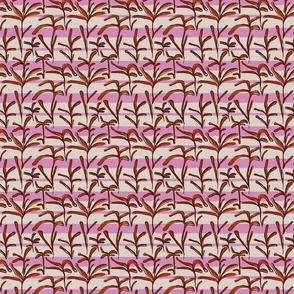 tropical red-brown palm tree - pink and white stripes