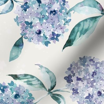 Hydrangea floral watercolor Elegant artistic blue flowers Serenity Blue Living decor Medium 