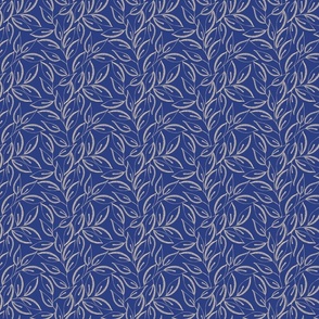 Beige Sketch Leaves on Bright Blue background 