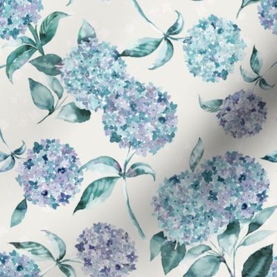 Magic Hydrangea floral watercolor Serenity Blue Micro