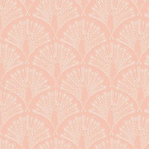 Peacock Block Print Pattern  Off-White on Pink