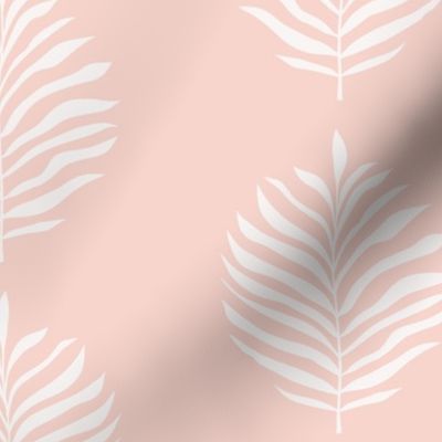 Palm Frond Leaf leaves White on Creole Pastel Pink