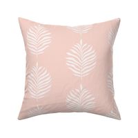 Palm Frond Leaf leaves White on Creole Pastel Pink