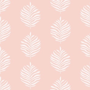 Palm Frond Leaf leaves White on Creole Pastel Pink