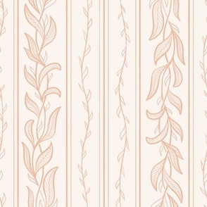 Leaves and stripes, pastel peach 