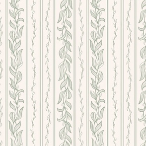 Leaves and stripes, olive green