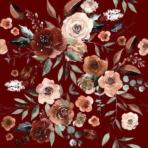 Dusty Fall Floral / Maroon