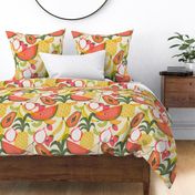 Tropical Fruits / Cream Background / Fruit Salad / Summer Colors